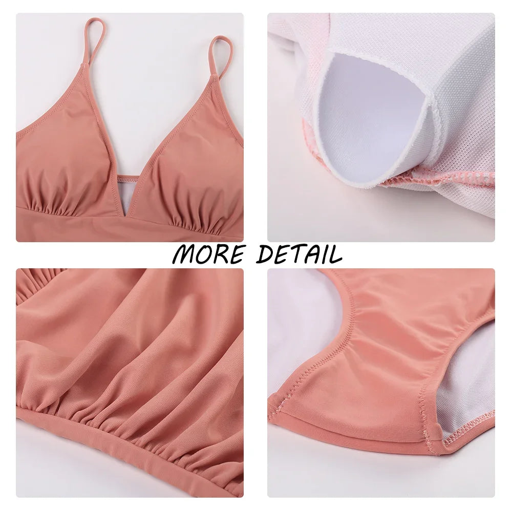 Women’s Halter Push-Up One-Piece Swimsuit – Plus Size Tankini