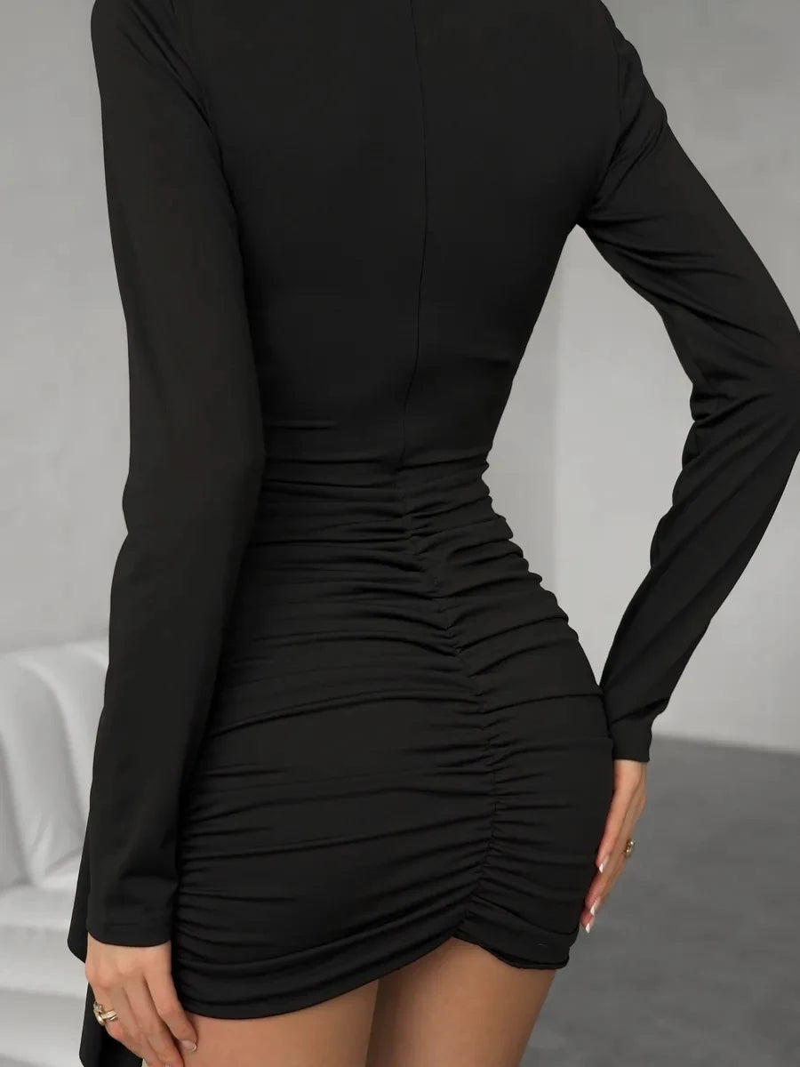 Women's Summer long sleeve Crew Neck Slim Fashion Party Dress 2025 New Women sexy Club Dress
