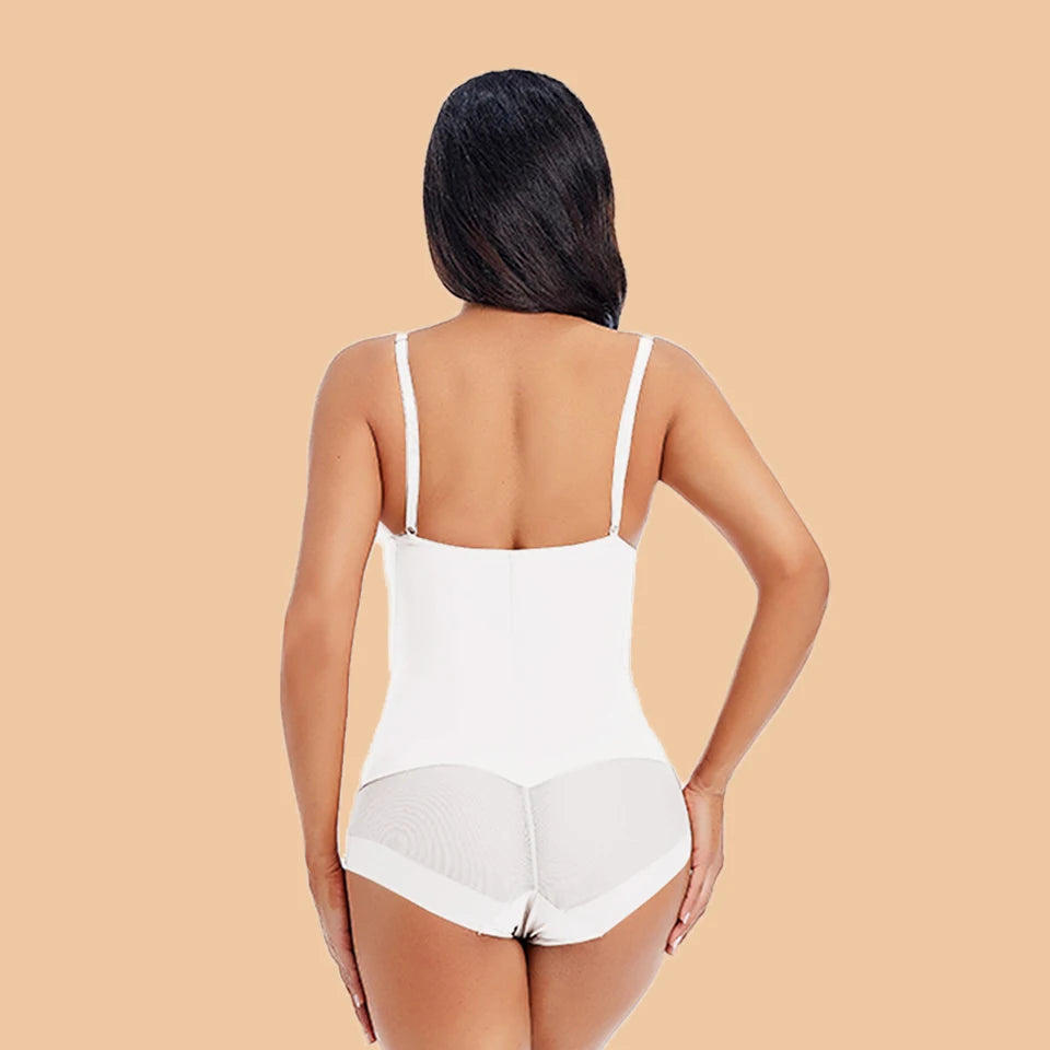 Women's White Underwire Bodysuit – Stretch Silky Shapewear