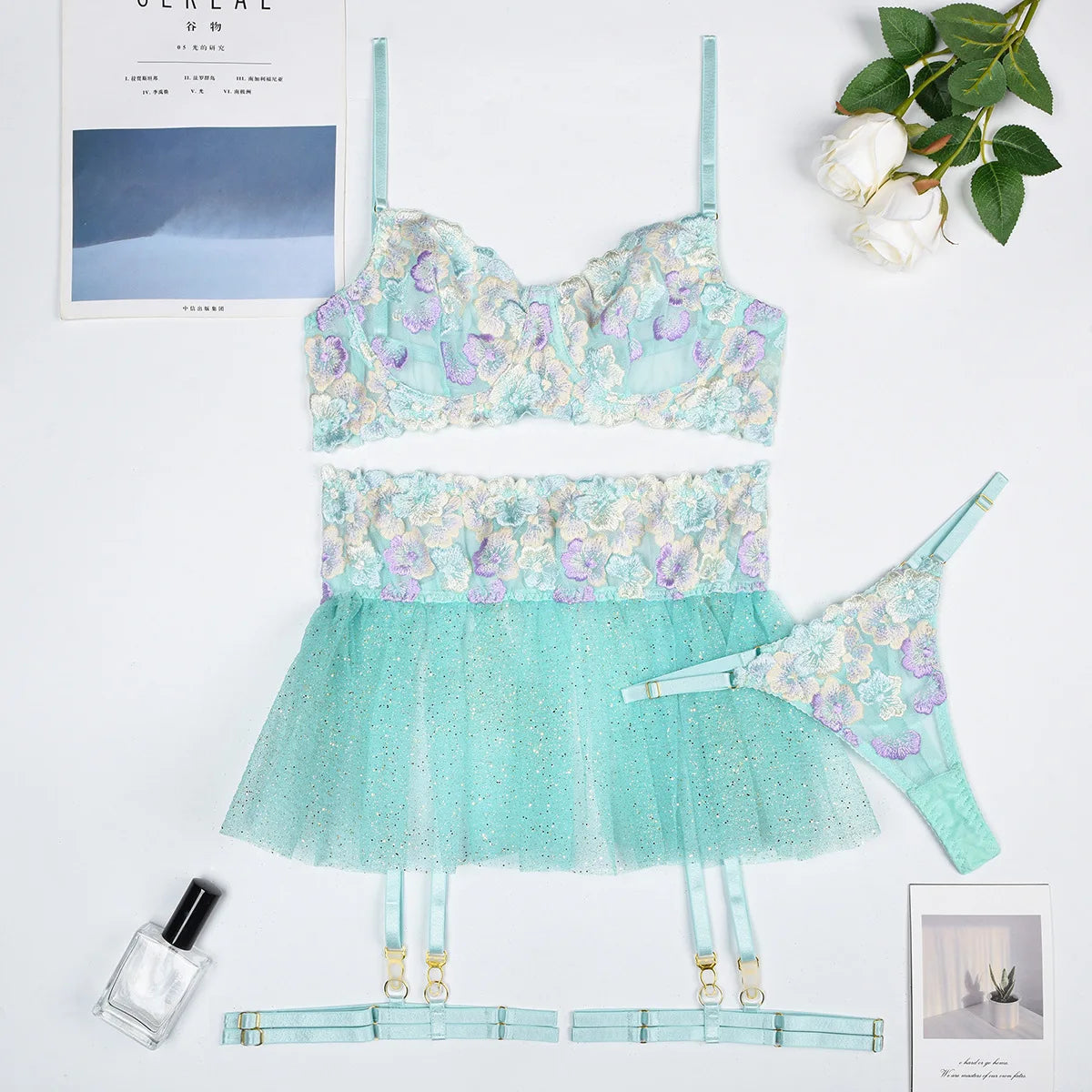 Fairy Lace Transparent Lingerie Set (3pcs)