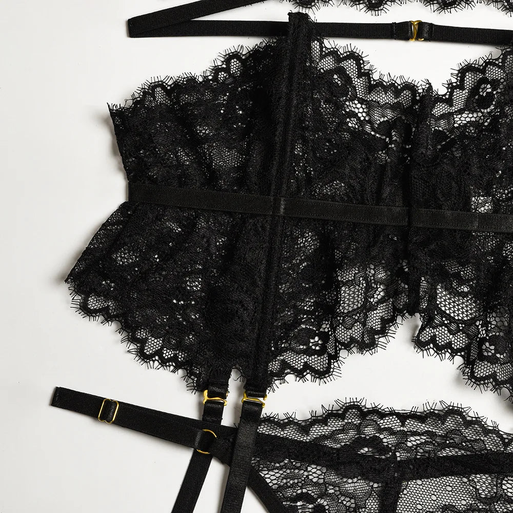 Patchwork Lace Lingerie Set – 3 Piece
