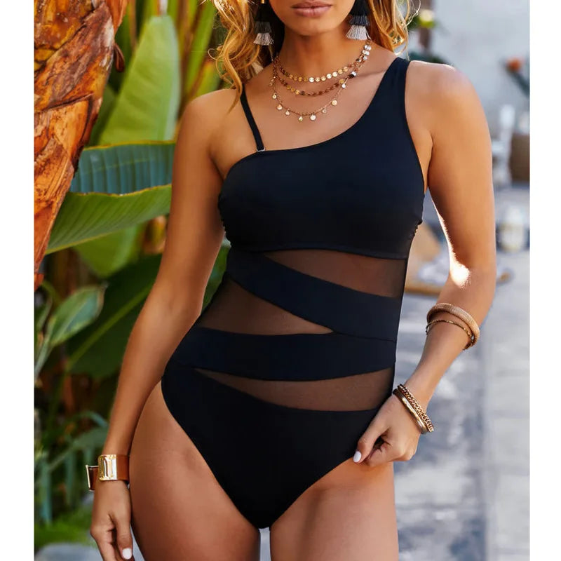 Women’s Mesh Net Push-Up One-Piece Swimsuit