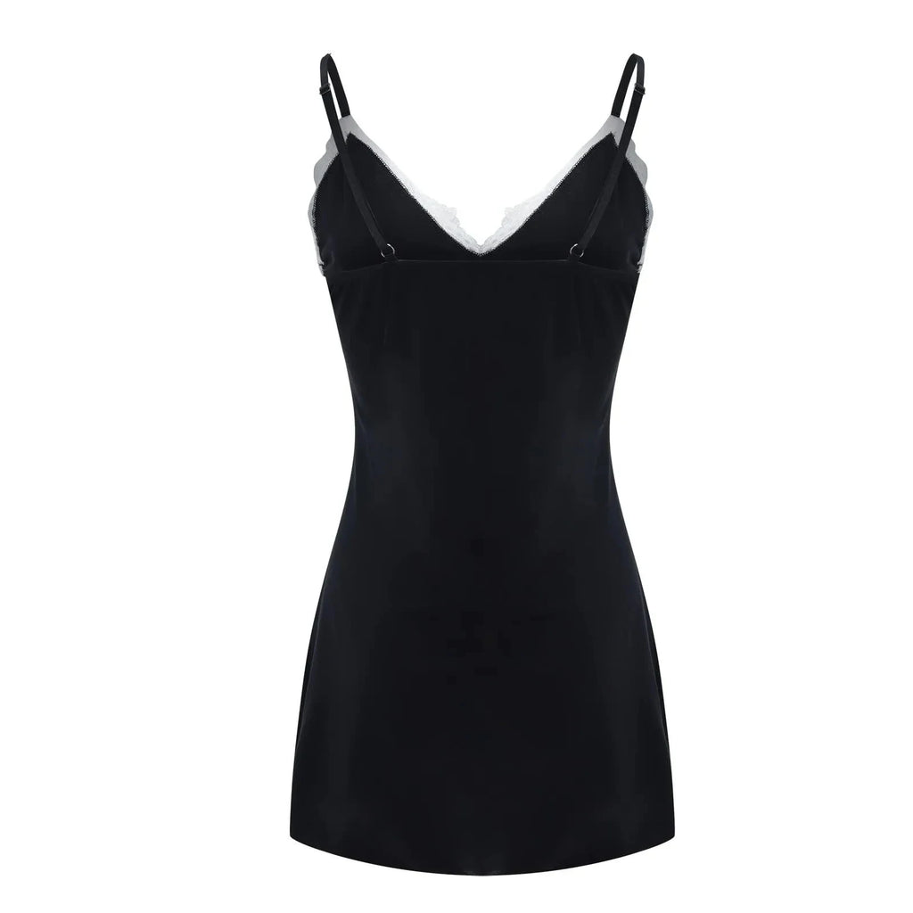 V-Neck Lace Chemise – Sexy Bow Nightdress Sleepwear