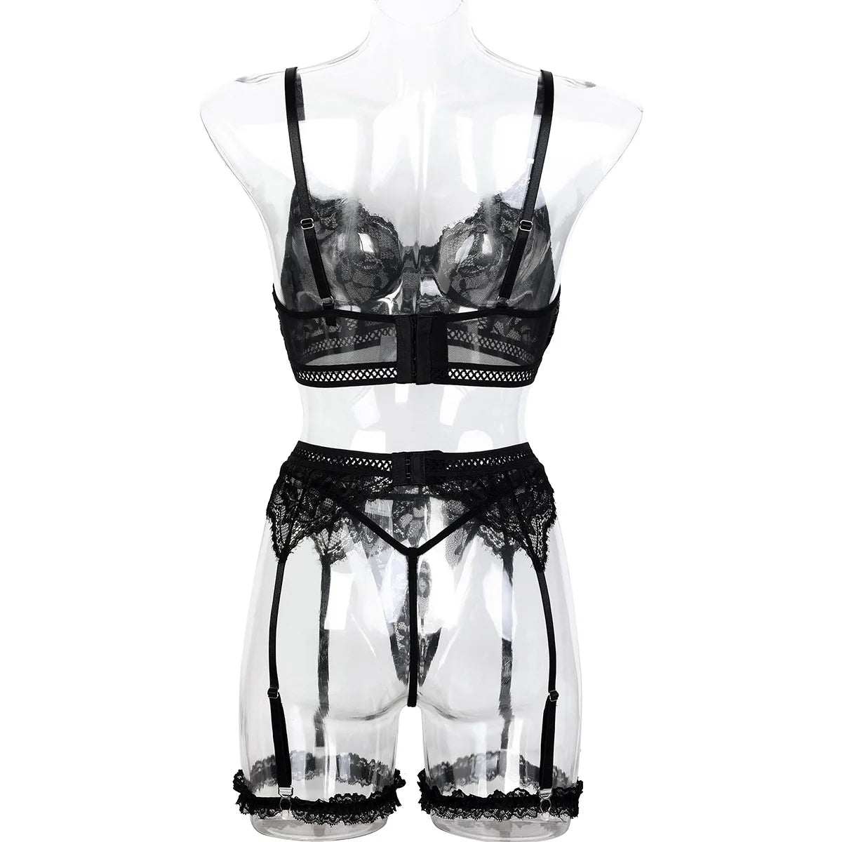 Classic Black Lace Hollow-Out Lingerie Set