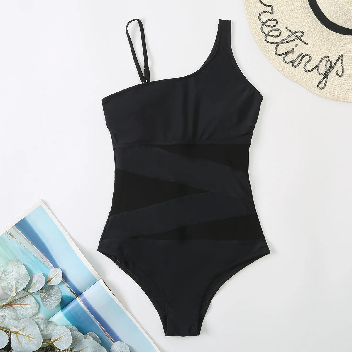 Women’s Mesh Net Push-Up One-Piece Swimsuit