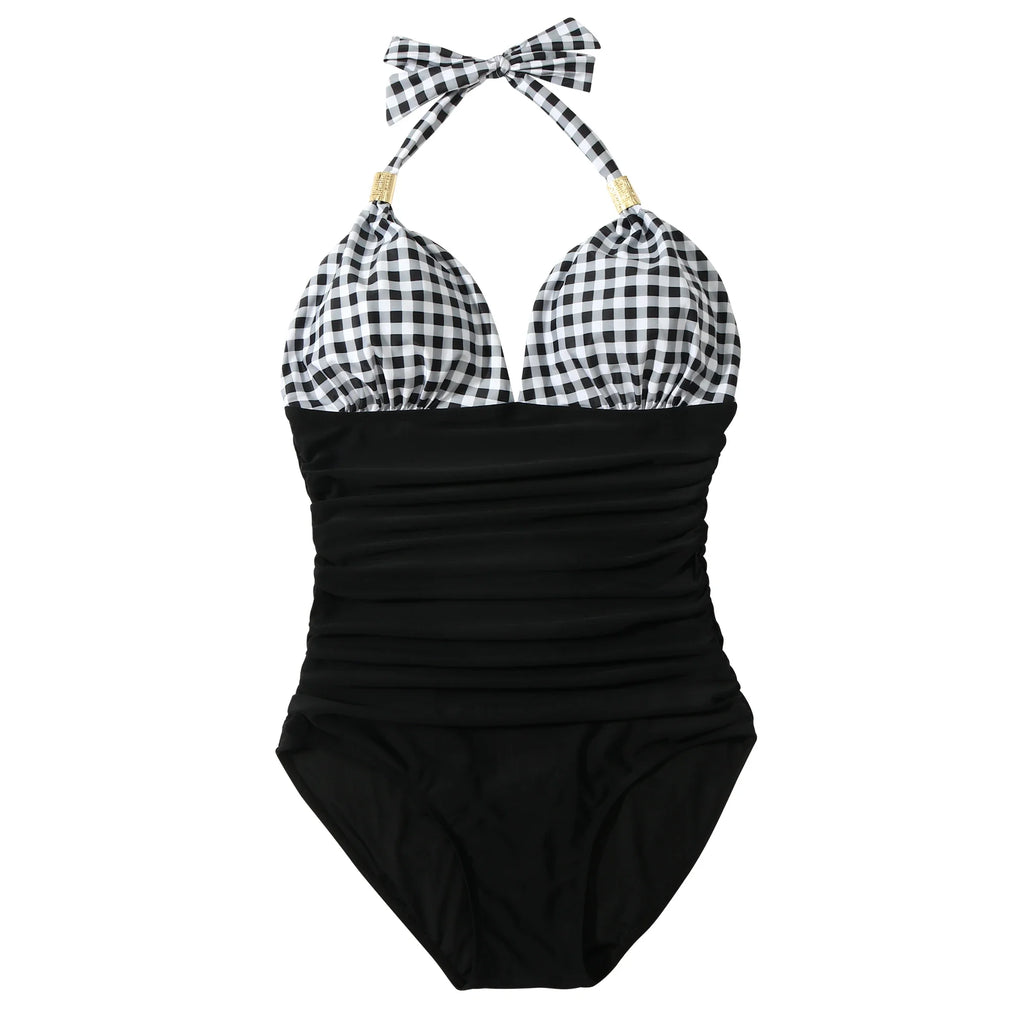 Women’s Halter Push-Up One-Piece Swimsuit – Plus Size Tankini
