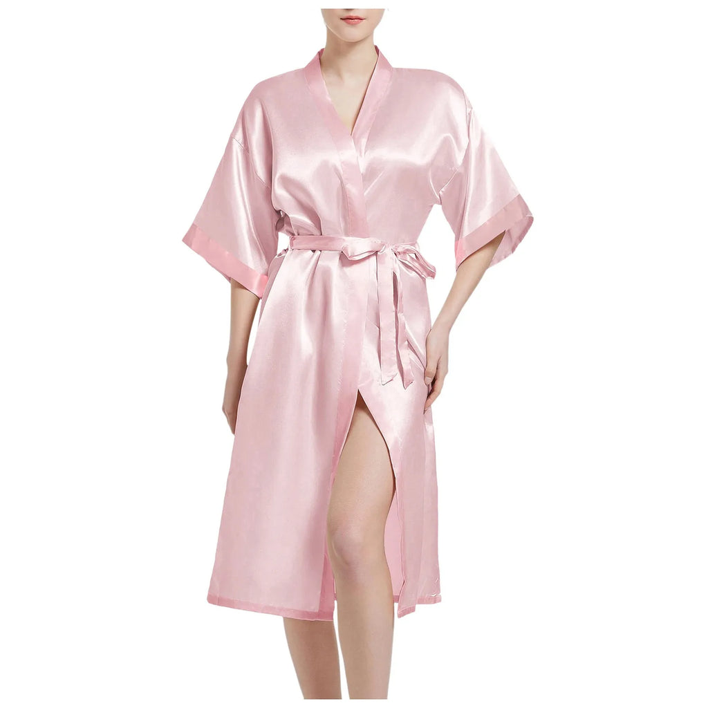 Satin Bridal Dressing Gown Kimono Robe