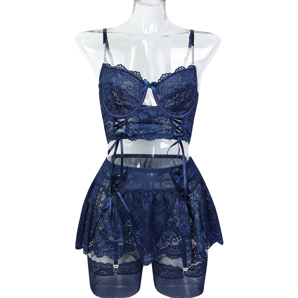 Ellolace Lace Skirt Lingerie Set – Brazilian Hot Ensemble