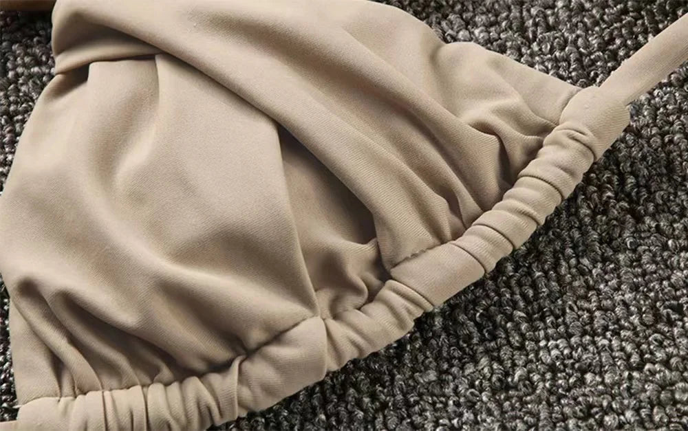 Sexy Micro Bikinis 2025 Women Halter Brazilian Bikini Set Female Pleated Swimsuit New Triangle Swimwear Beach Wear Bathing Suit