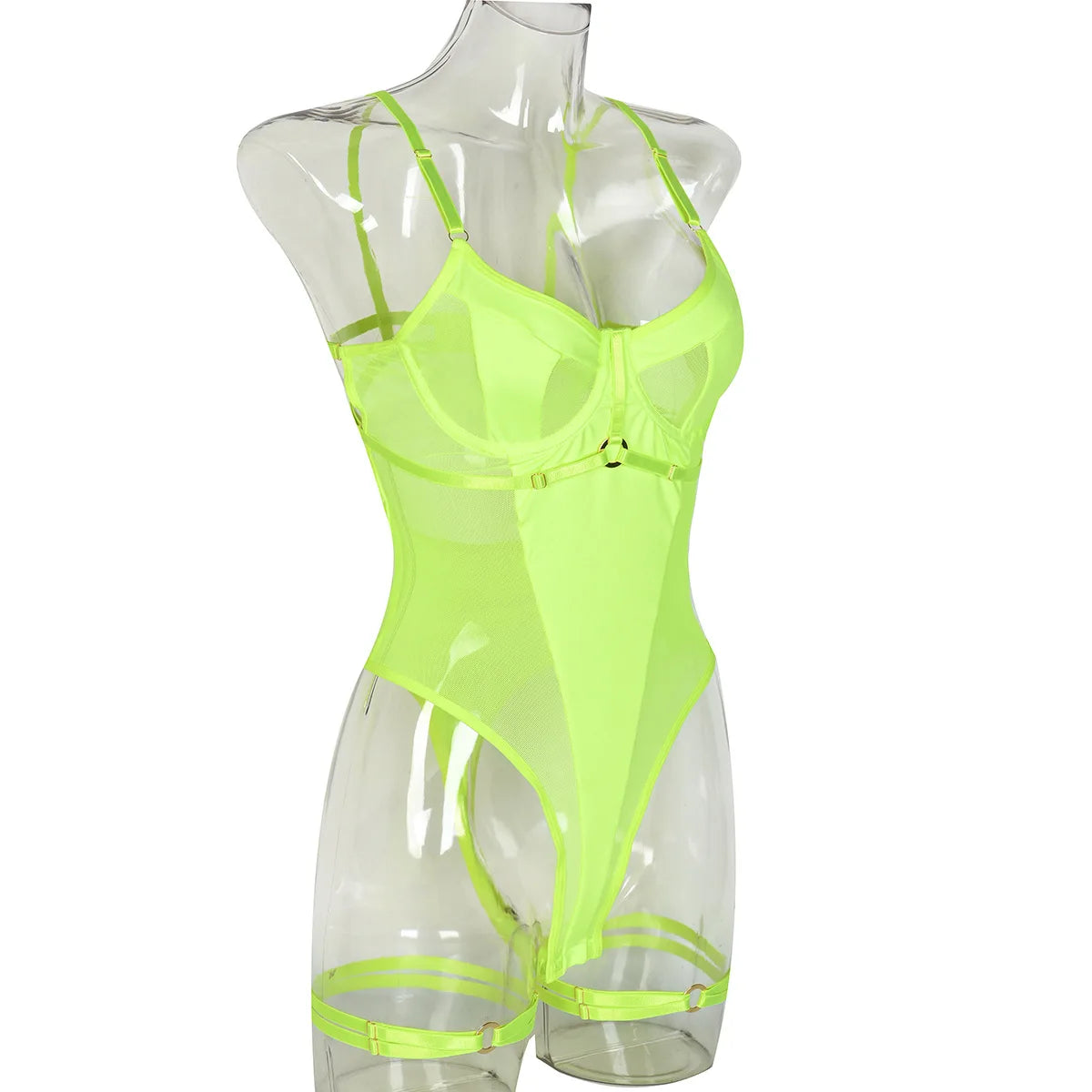 Backless Mesh Patchwork Bodysuit (Crotchless)