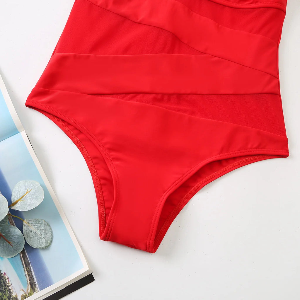 Women’s Mesh Net Push-Up One-Piece Swimsuit