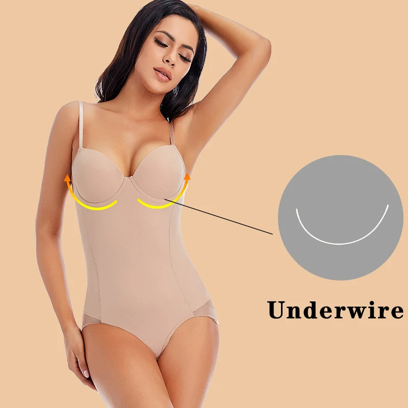 Women's White Underwire Bodysuit – Stretch Silky Shapewear