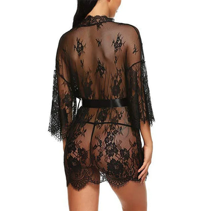 Women's Sexy Lace Nightdress – Flirty Babydoll Lingerie with Bow Detail