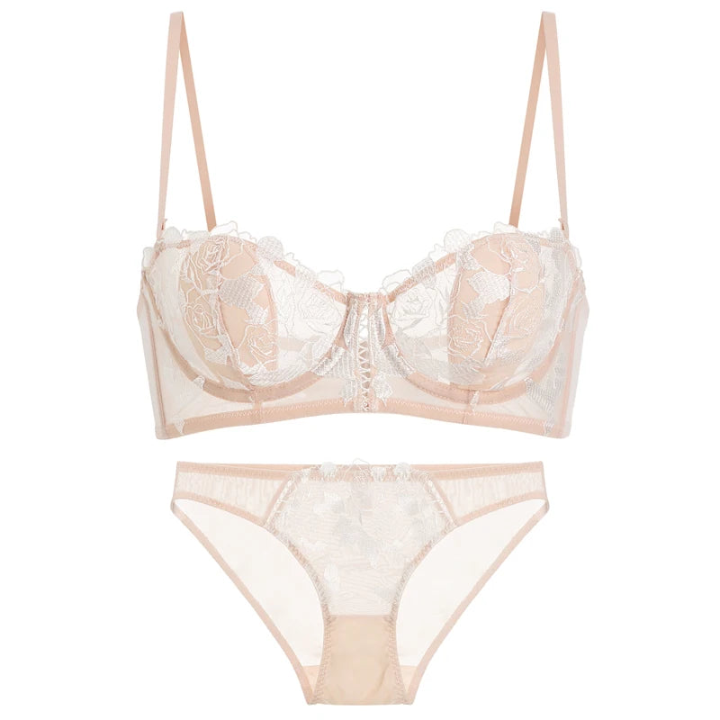 New Lace Lingerie Bra and Panty Set with Front Bow