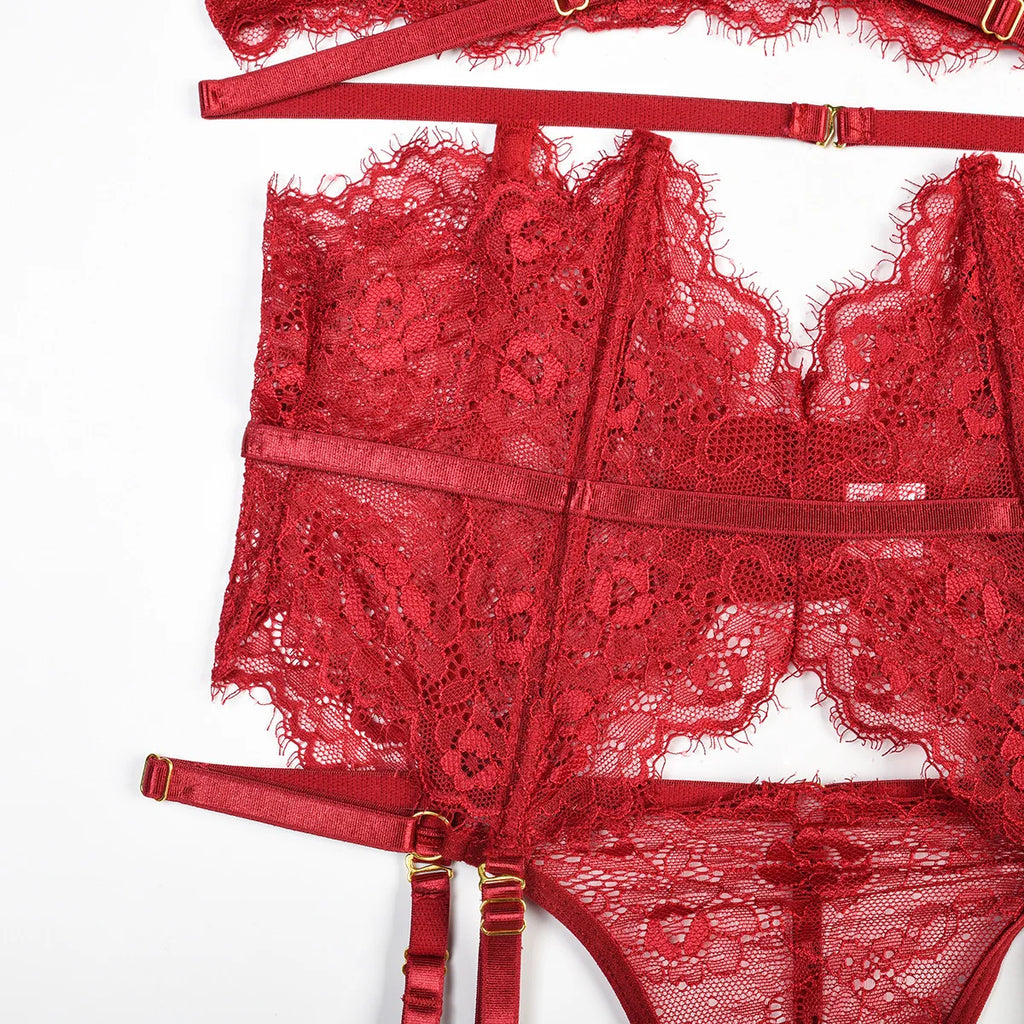 Patchwork Lace Lingerie Set – 3 Piece