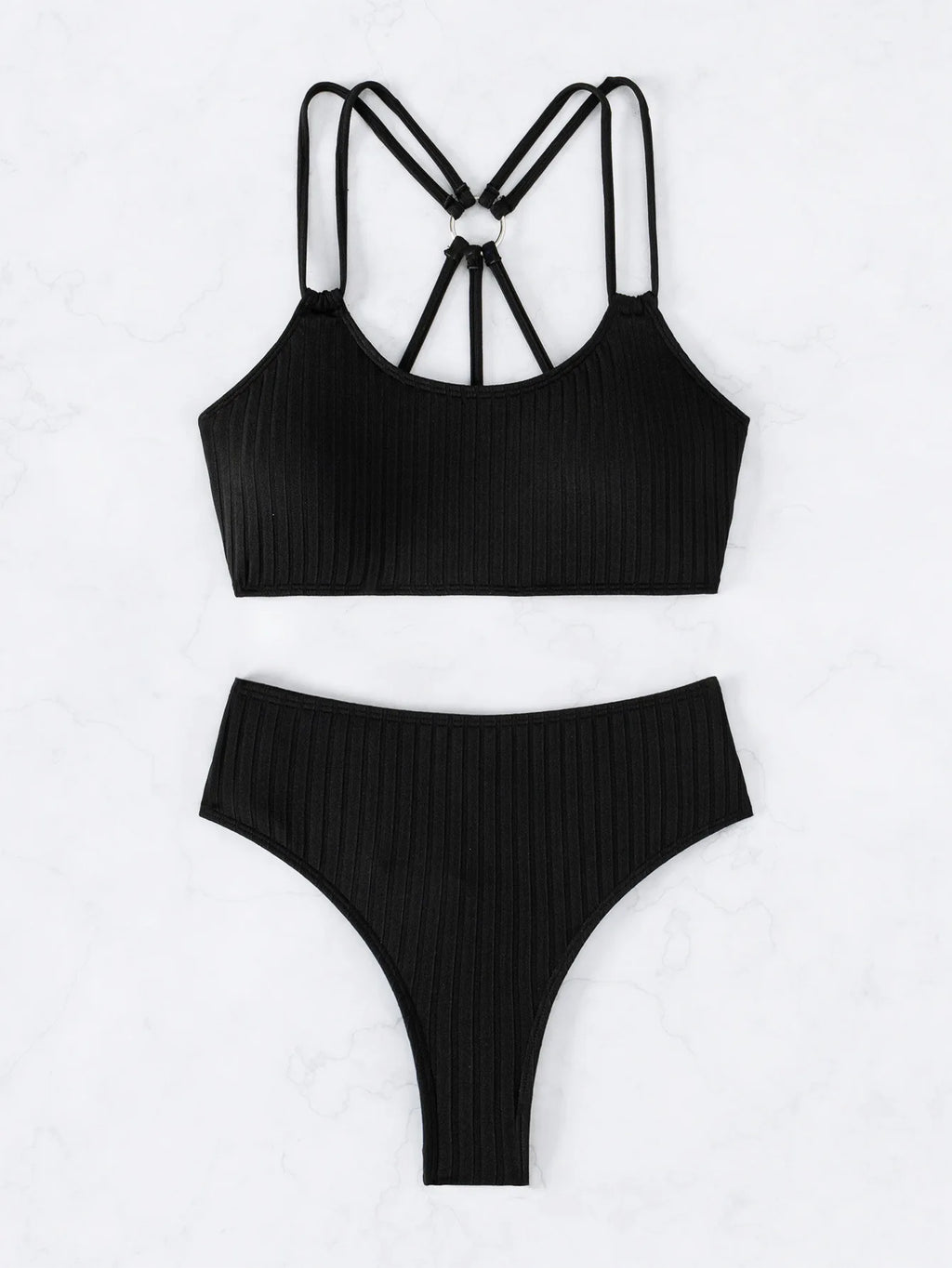 Celine Noir - U-Neck High-Waist Bikini