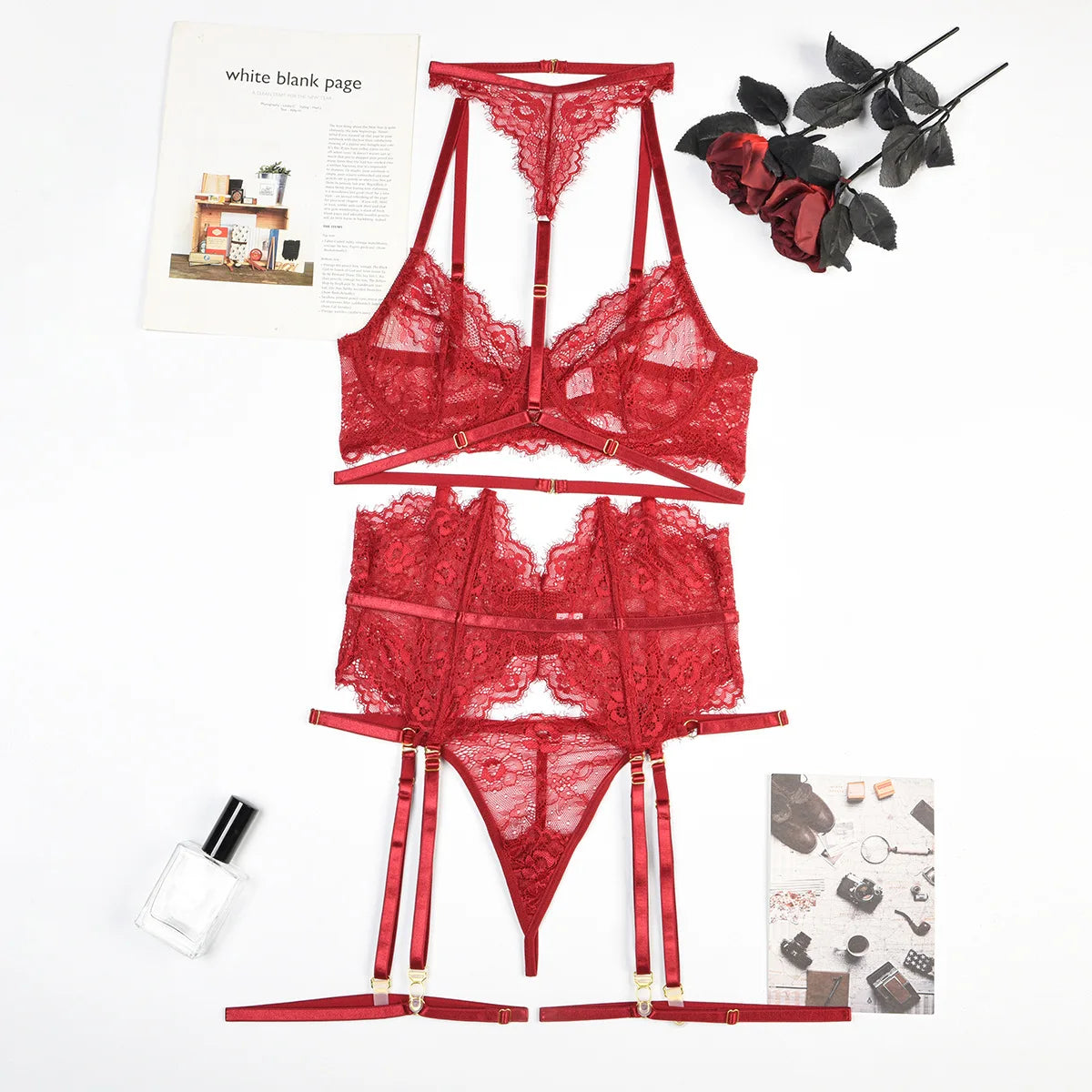 Patchwork Lace Lingerie Set – 3 Piece