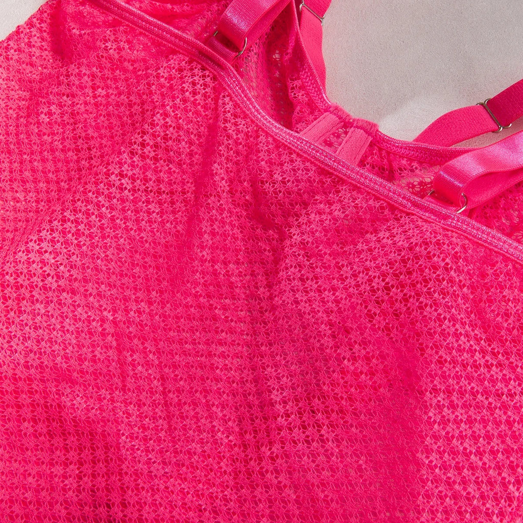 Hollow-Out Lace Bodysuit – Deep V Underwire