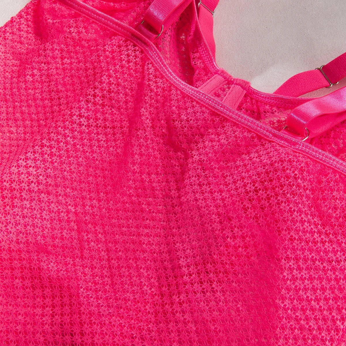 Hollow-Out Lace Bodysuit – Deep V Underwire