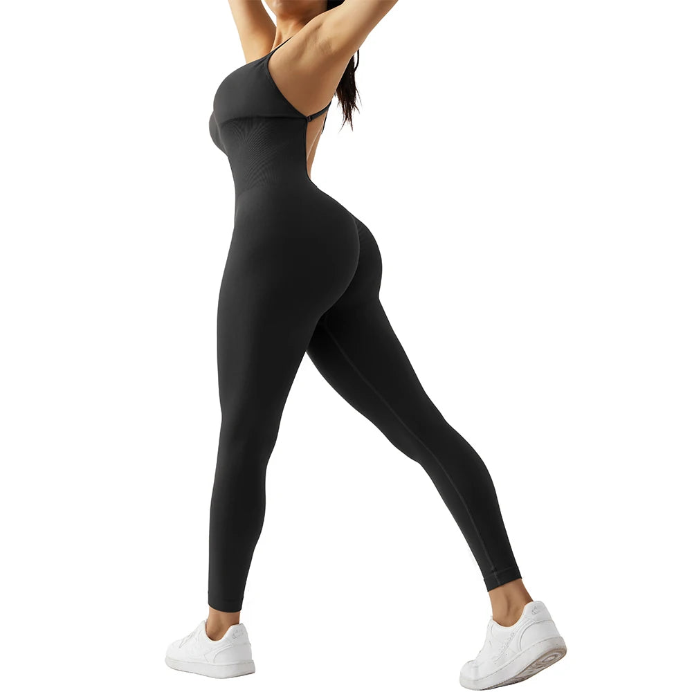 Sleeveless Bodycon Jumpsuit – Women’s Full-Season Fitness & Casual Sporty Playsuit