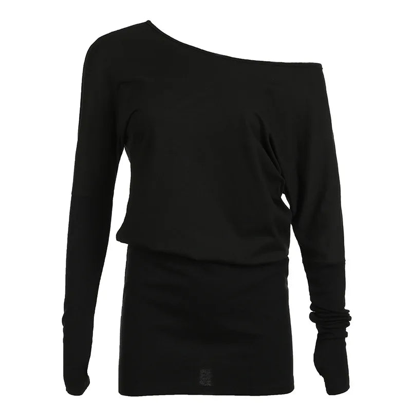 Slant Shoulder Black Splicing