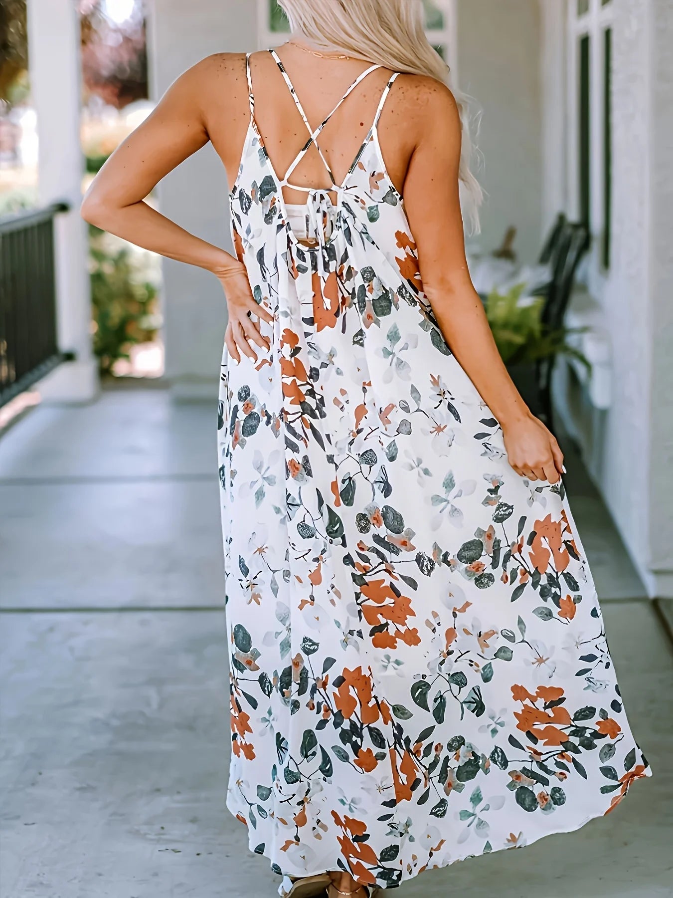 Women's Large Size Woven Summer Festival Printed Dress