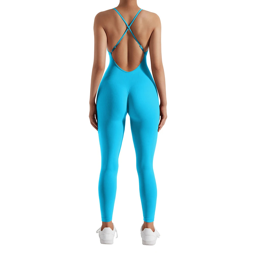 Sleeveless Bodycon Jumpsuit – Women’s Full-Season Fitness & Casual Sporty Playsuit