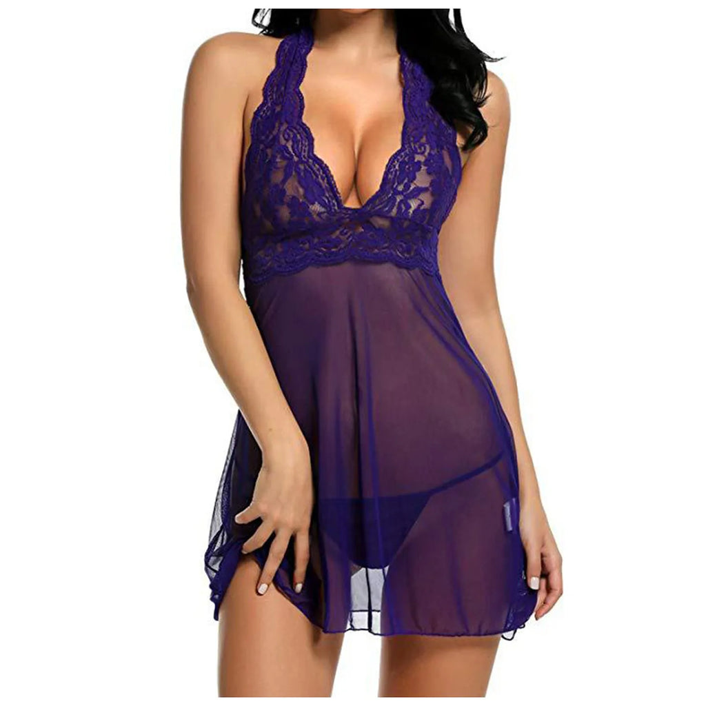 Sheer Mesh Sling Babydoll Chemise Lingerie