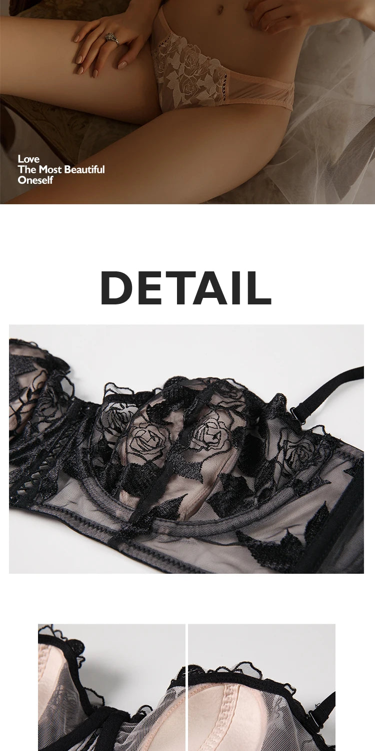 New Lace Lingerie Bra and Panty Set with Front Bow