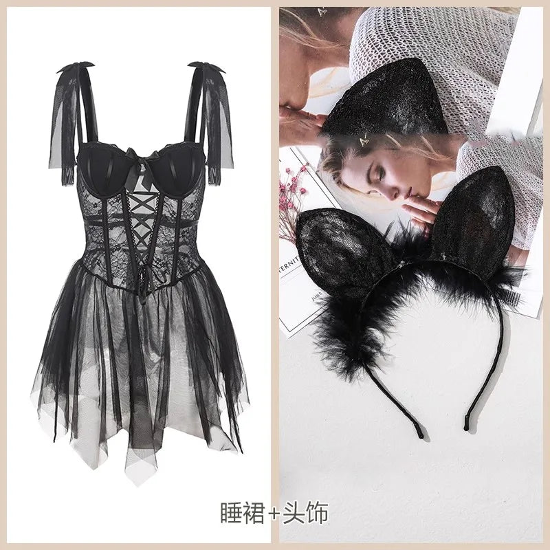 Luxury French Lace Corset Lingerie Set Bra and Panty Bralette