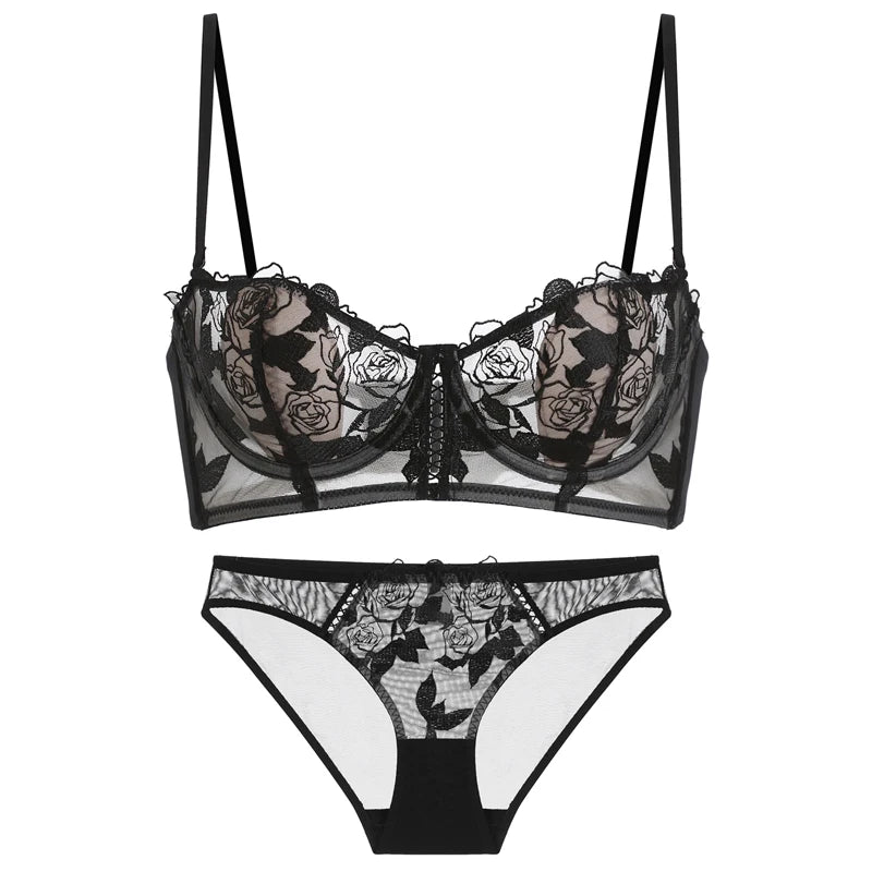 New Lace Lingerie Bra and Panty Set with Front Bow