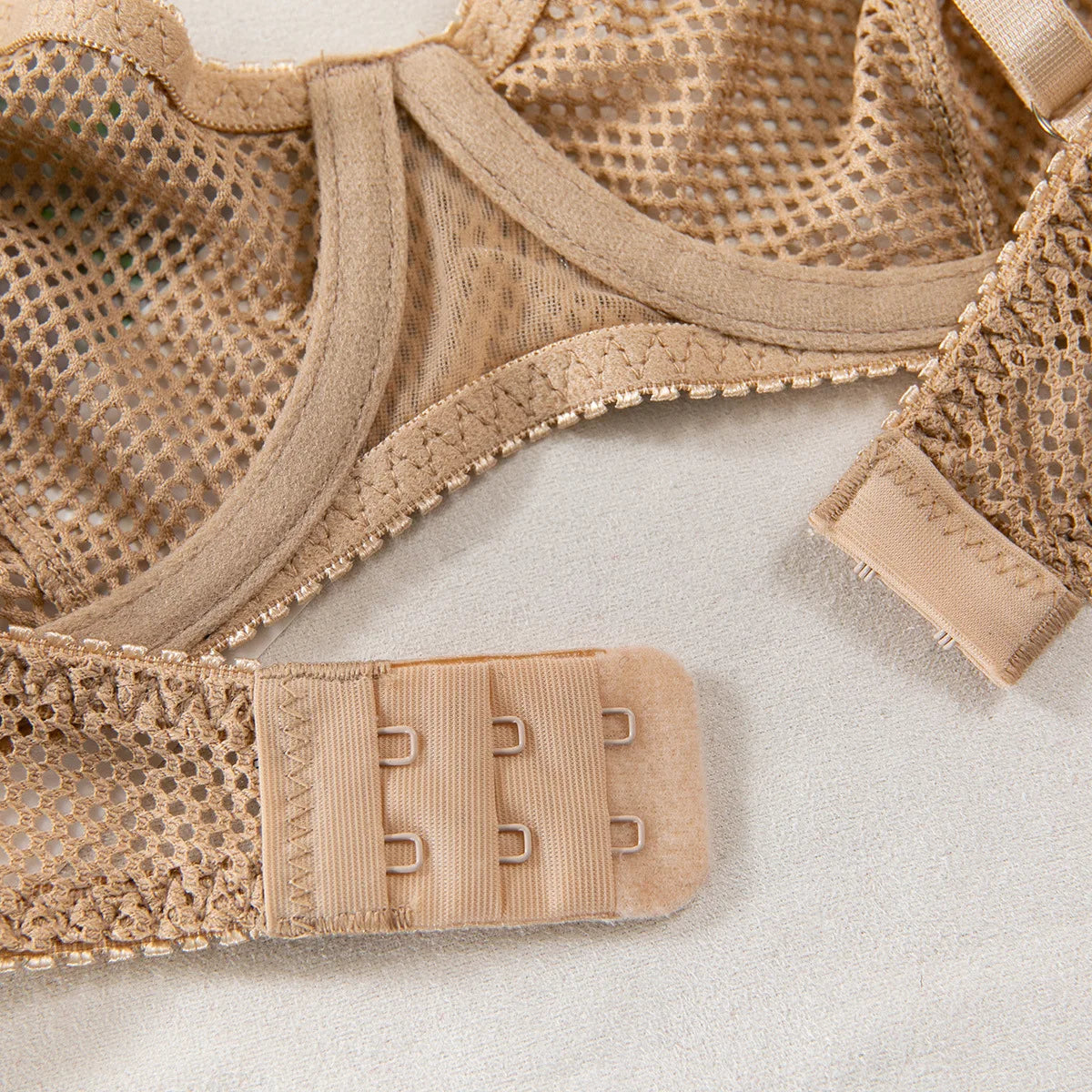 Sheer Mesh Embroidery Bra & Thong Set (2pcs)