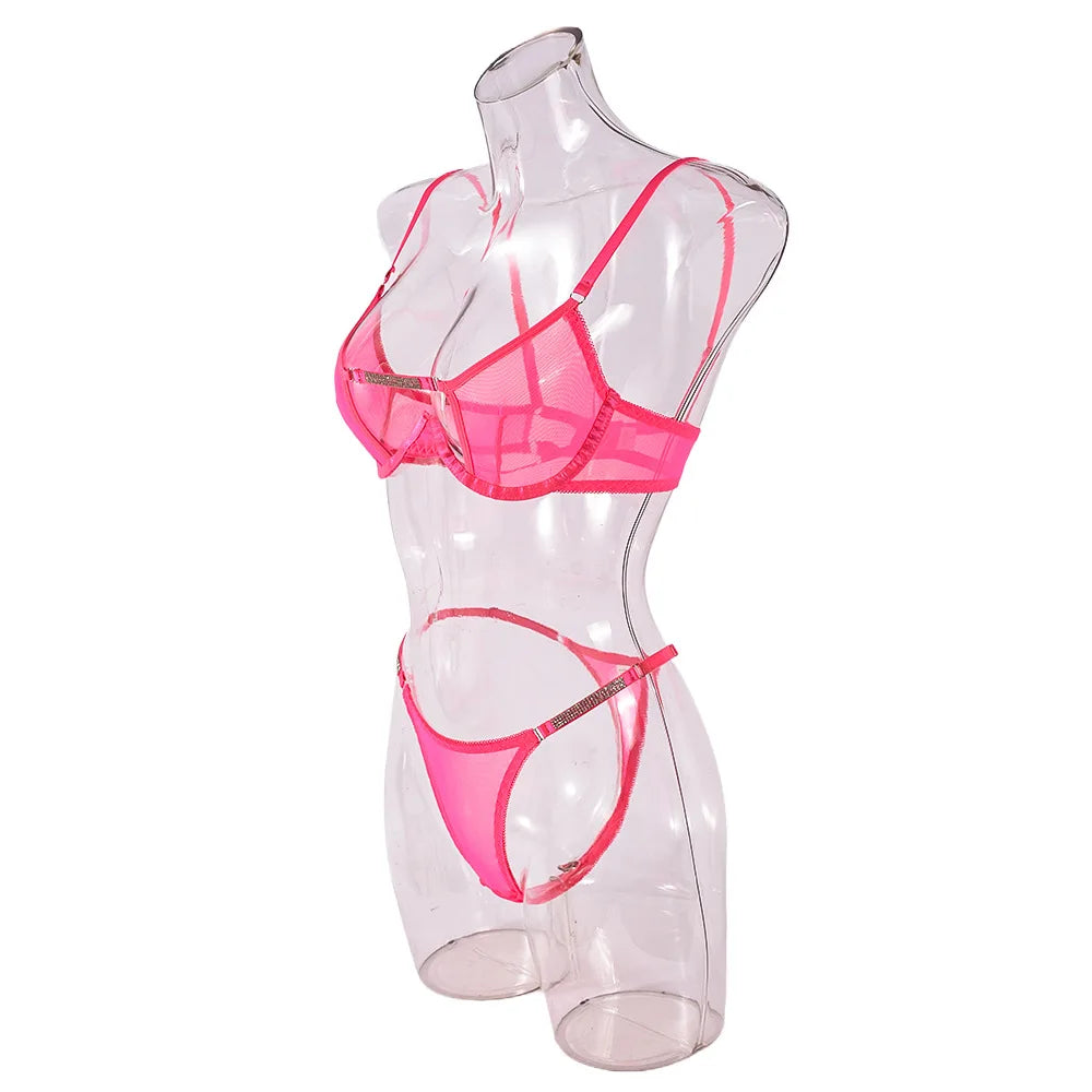 Sheer Lace Wireless Bra & Thong Set
