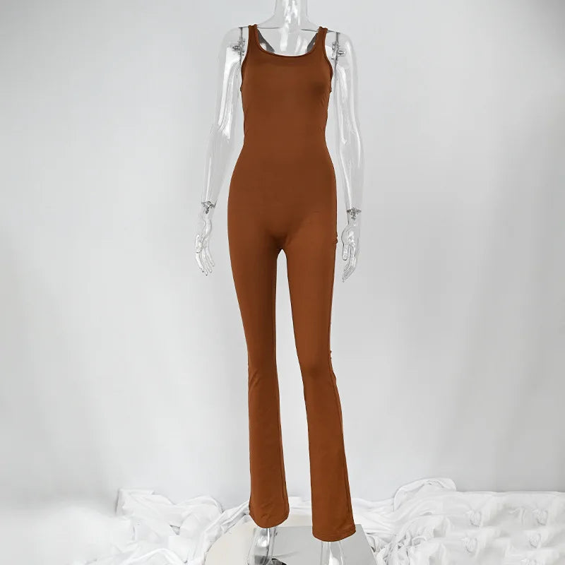 Hollow Out Backless Jumpsuit – Sexy Sleeveless Bodycon Romper for Women