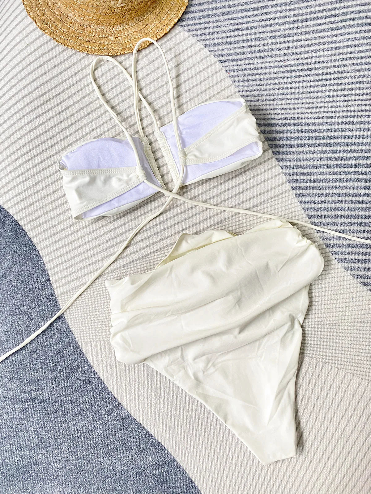 Sexy Bikini 2024 High Waist Bikini Set Bandeau Halter Women Swimsuit Female Swimwear Flower Biquini Swimming Suit Beachwear