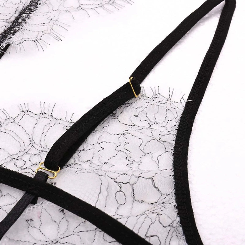 Floral Lace Wire Free Bralette & Thong Set