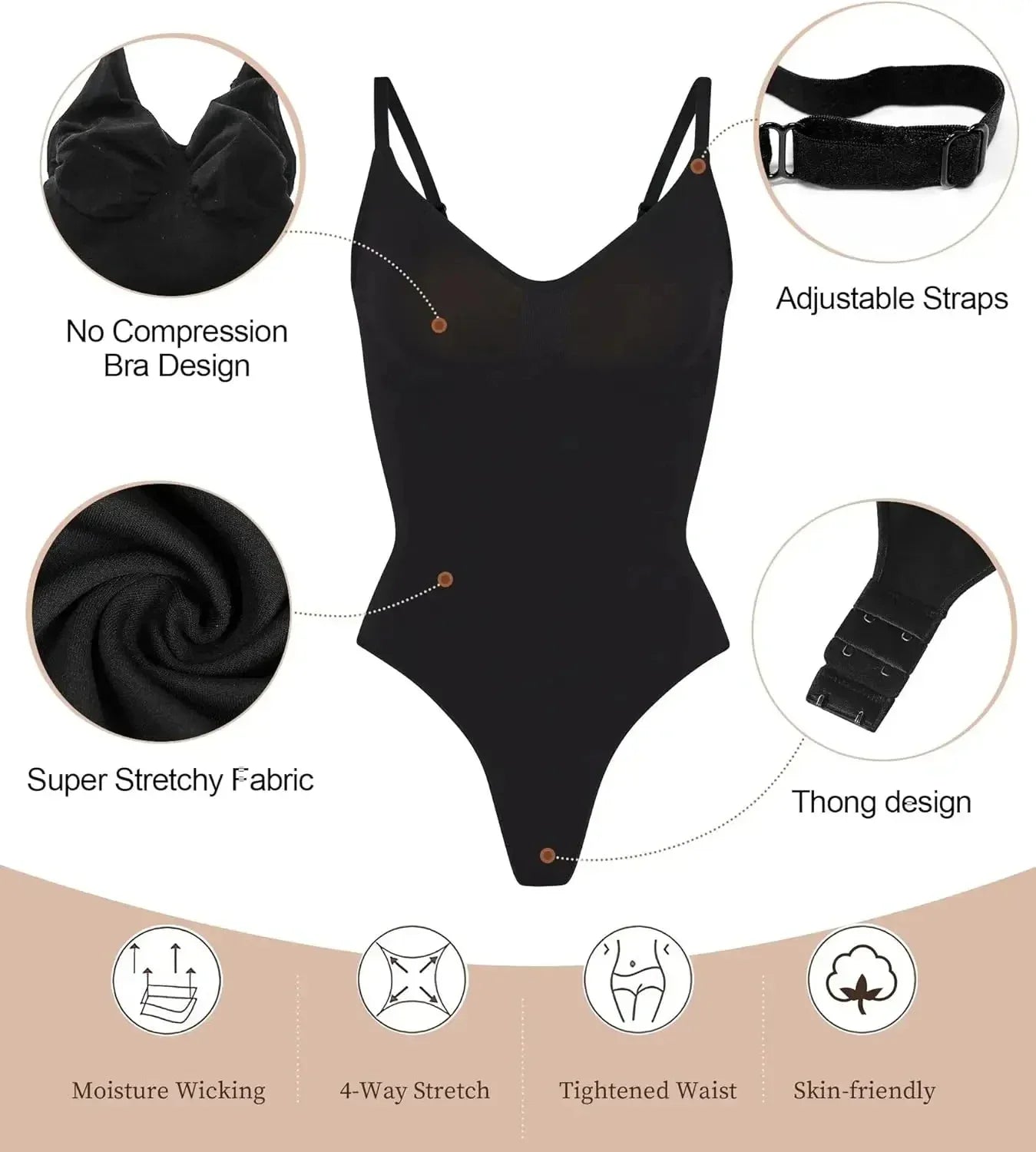 Seamless Full Body Shaper – Waist Trainer Bodysuit with Tummy Control & Butt Lifter