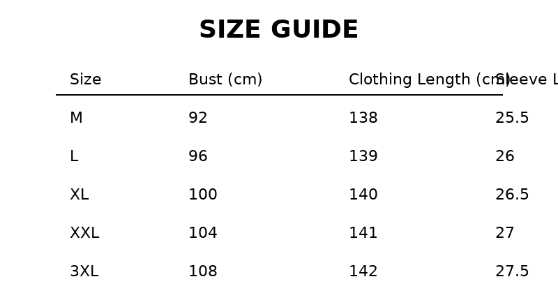Size Guide
