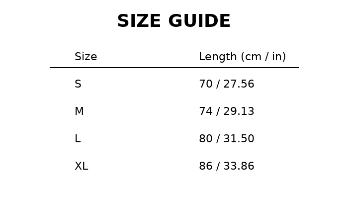 Lavender Whisper – Boho Romance Collection size chart