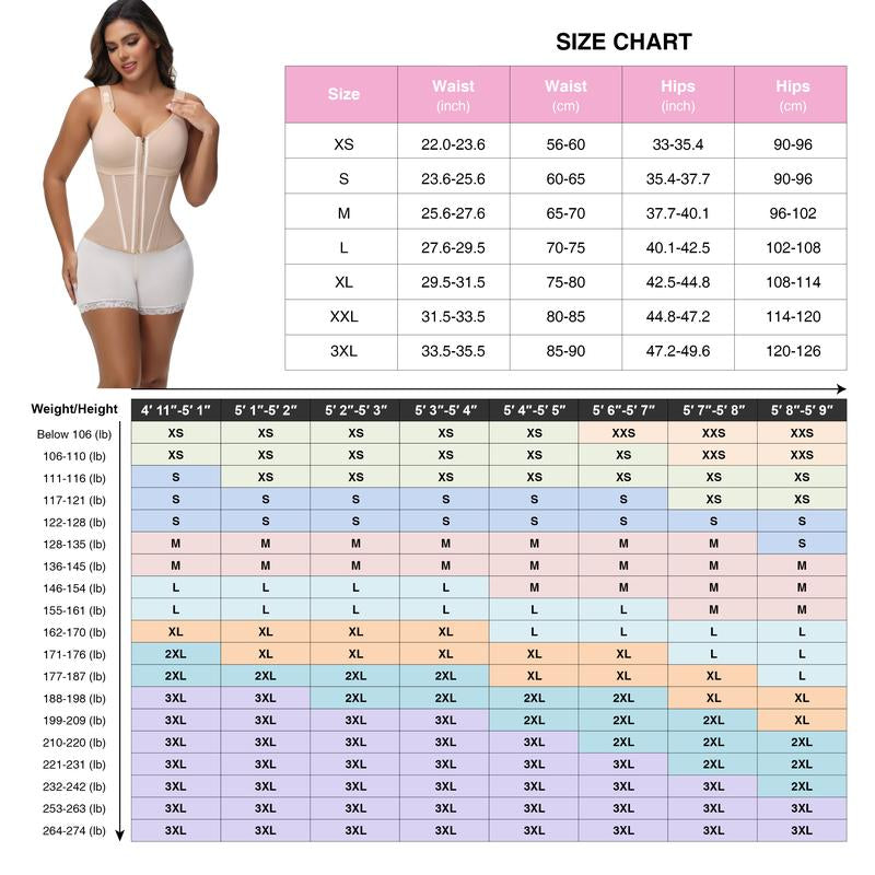 Women's Boned Latex Zipper Corset Tummy Control Body Shaper Vest With Bra