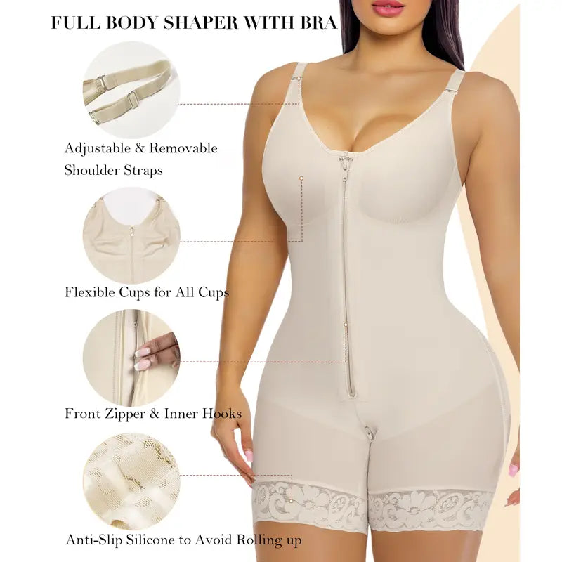 Women’s Fajas Colombianas shapewear Tummy Control Butt Lifter Shaper with Zipper Crotch detachable shoulder strap SpringStatements