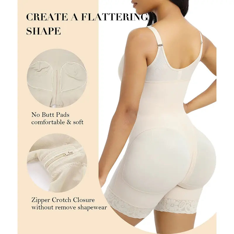 Women’s Fajas Colombianas shapewear Tummy Control Butt Lifter Shaper with Zipper Crotch detachable shoulder strap SpringStatements