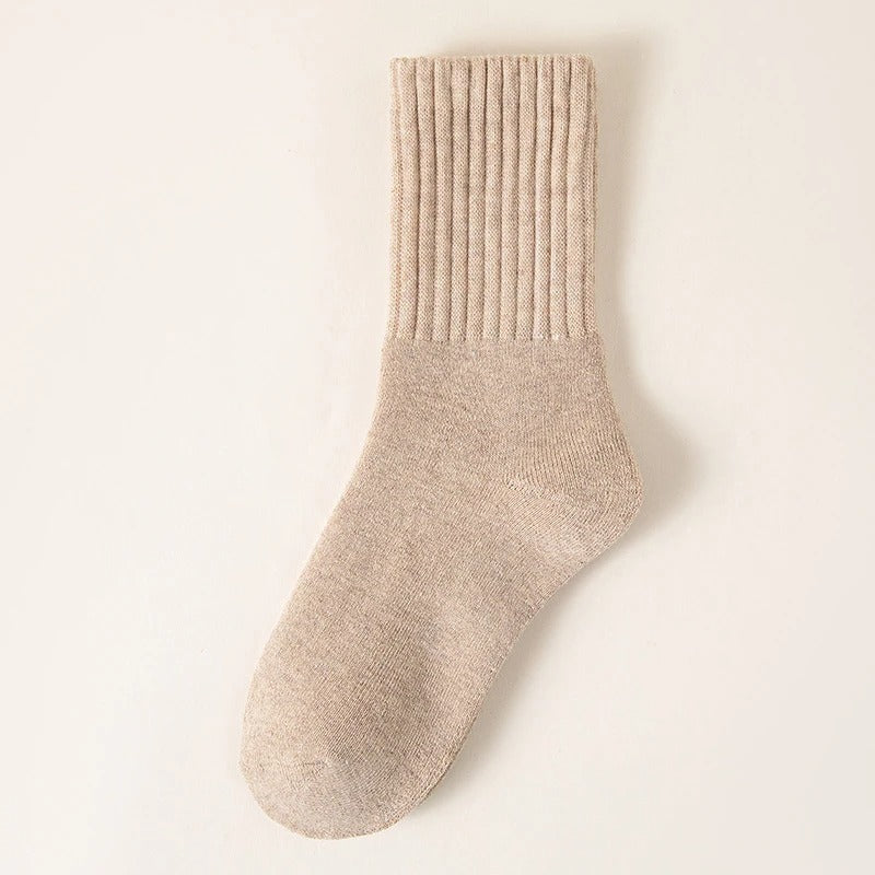 Women’s Cozy Mid-Calf Crew Socks – Soft Knit Neutral Colors for Fall & Winter