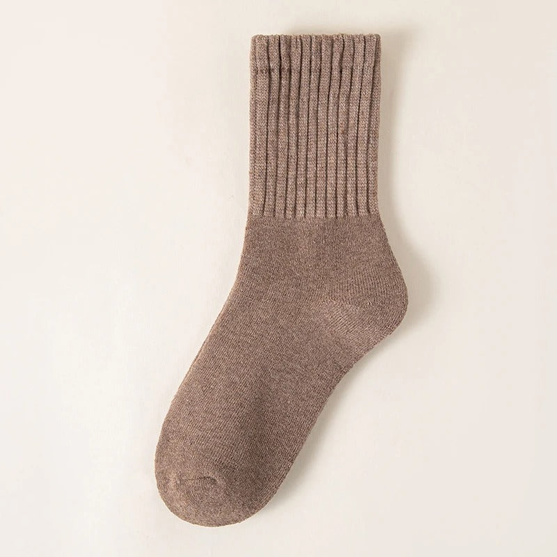 Women’s Cozy Mid-Calf Crew Socks – Soft Knit Neutral Colors for Fall & Winter