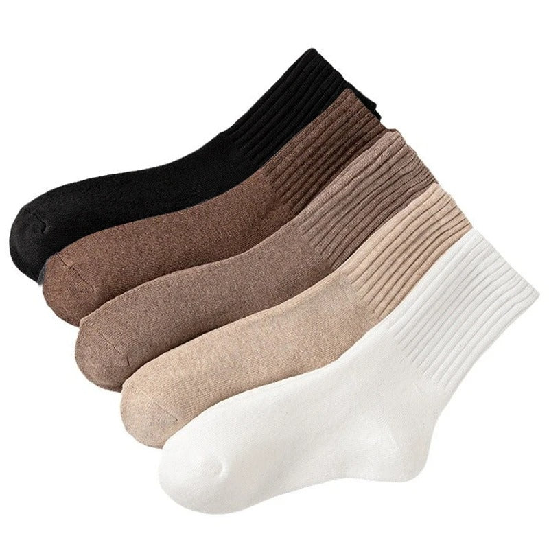 Women’s Cozy Mid-Calf Crew Socks – Soft Knit Neutral Colors for Fall & Winter