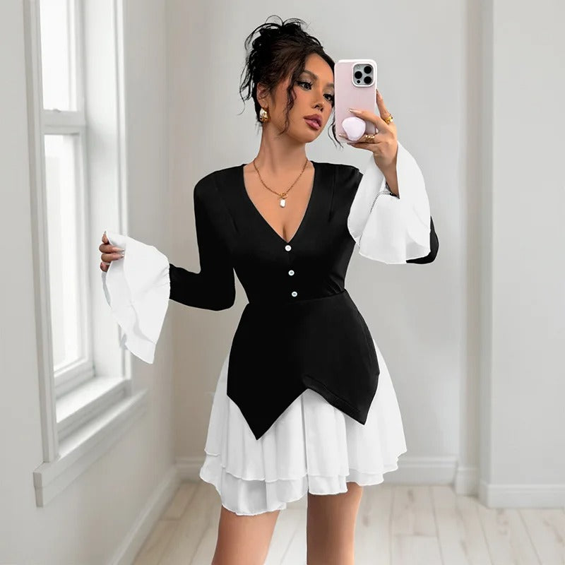 Monochrome Muse – A-Line Mini Dress