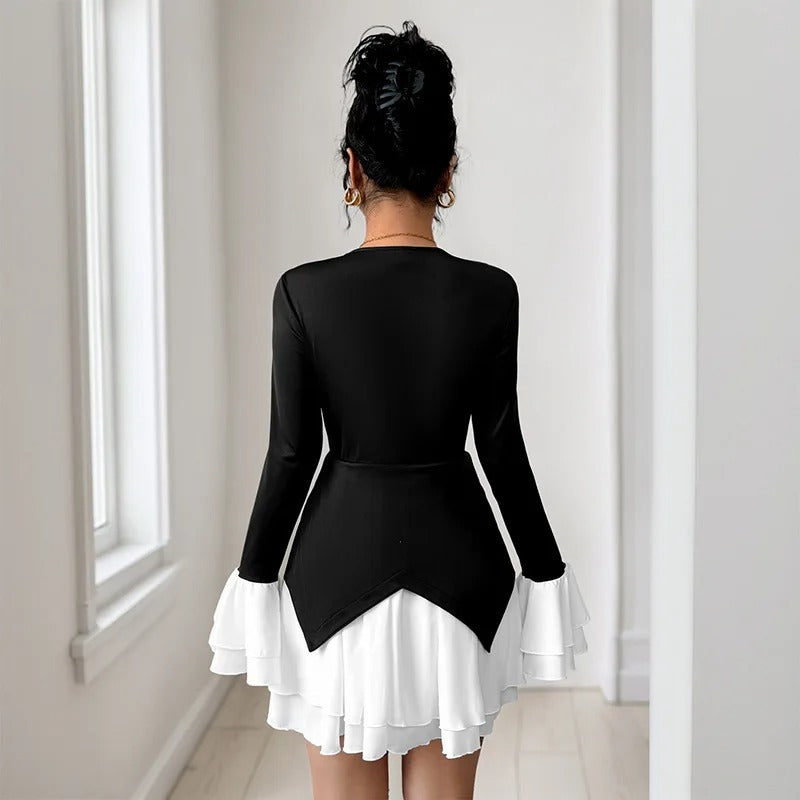 Monochrome Muse – A-Line Mini Dress