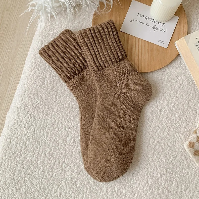 Women’s Cozy Mid-Calf Crew Socks – Soft Knit Neutral Colors for Fall & Winter