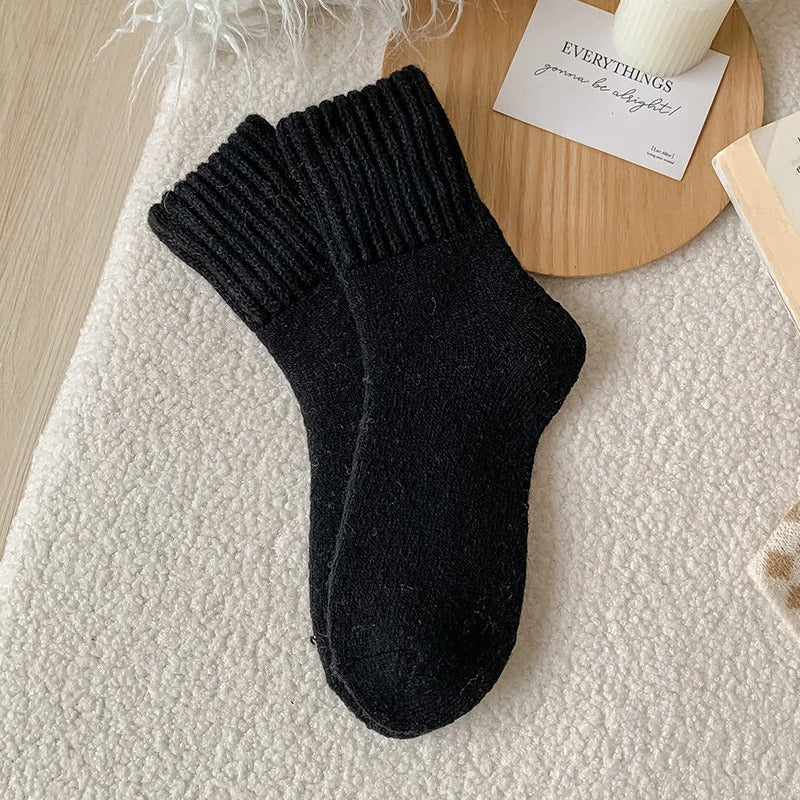 Women’s Cozy Mid-Calf Crew Socks – Soft Knit Neutral Colors for Fall & Winter